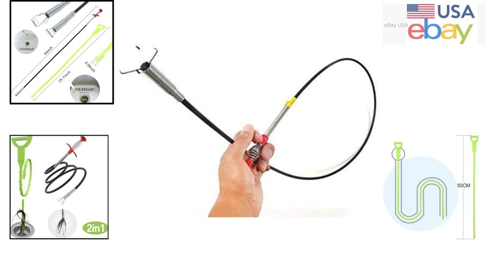 Flexible Drain Cleaner Tool with Plastic Handle for Easy Operation and Control