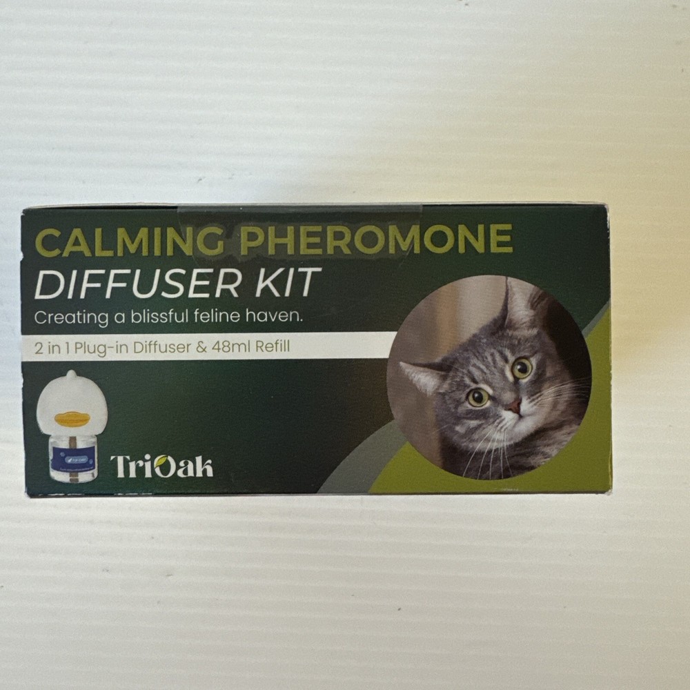 TriOak Cat Calming Diffuser - Feline Anxiety Relief - Pheromone Diffuser 2-1 Fre