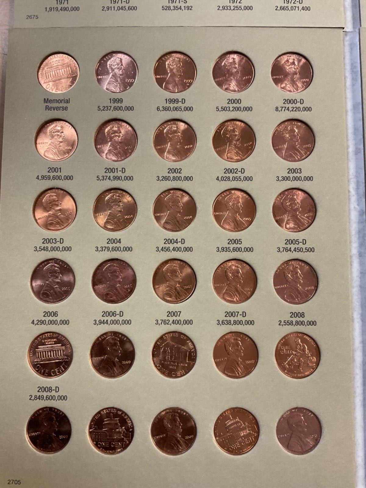 Complete BU Set-Lincoln Mem./Shield Cents 1959 - 2025 in New H.E. Harris Folders
