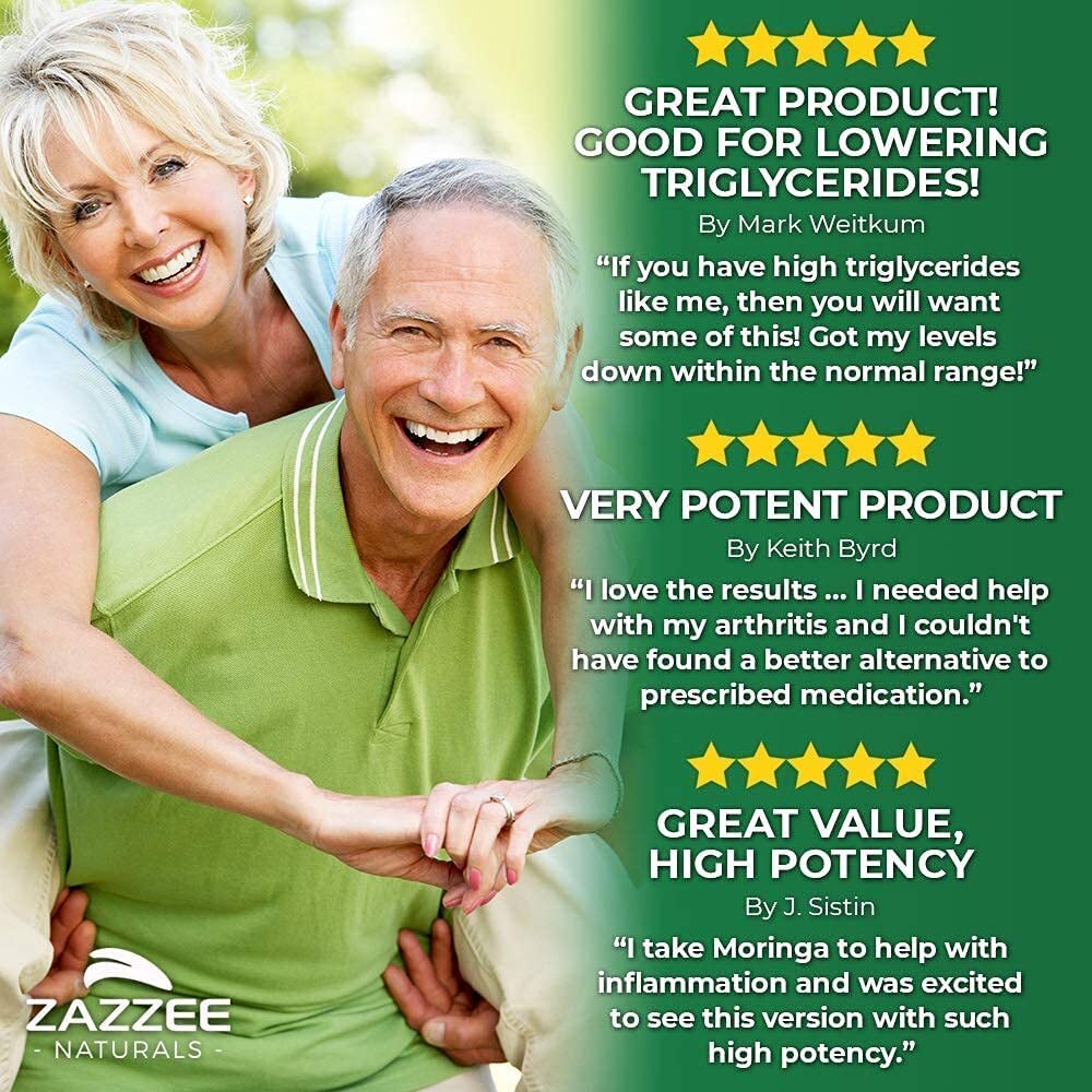 Zazzee Organic Moringa Extract 180 Capsules 7500 mg Strength 10:1 Antioxidant