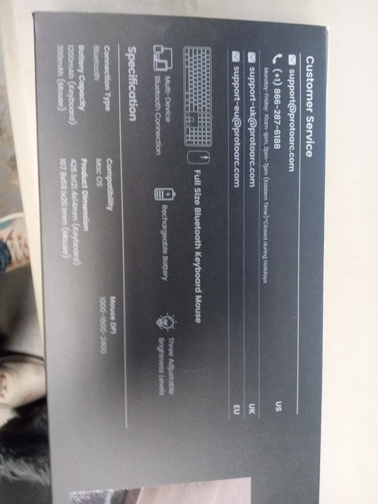 ProtoArc KM100-A Backlit Bluetooth Keyboard and Mouse Combo for Mac
