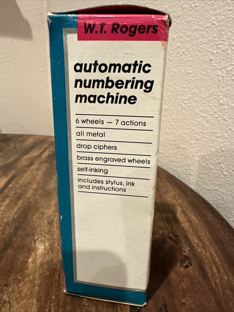 ROGERS AUTOMATIC NUMBERING MACHINE SELF INKING With Directions