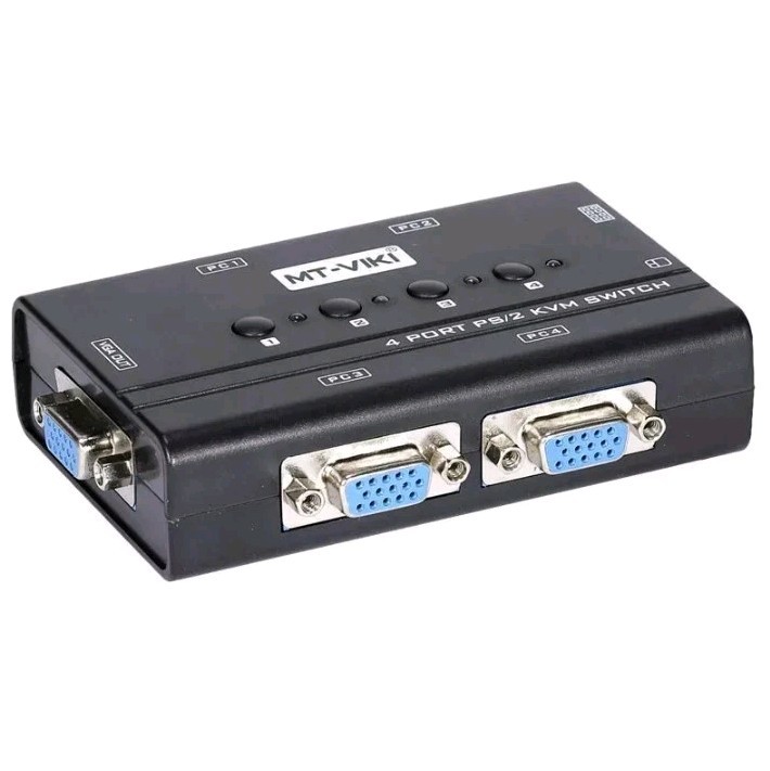 4 Port VGA KVM Switch PS/2 Mouse Keyboard Console Manual Button Press Select