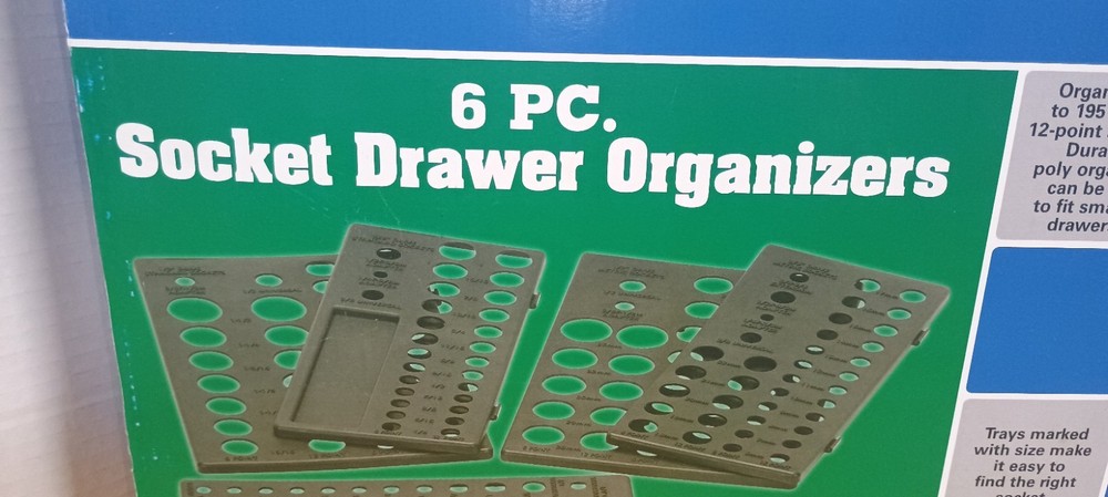 6-Piece Socket Drawer Organizer Set for Tool Chest, 195 Sockets