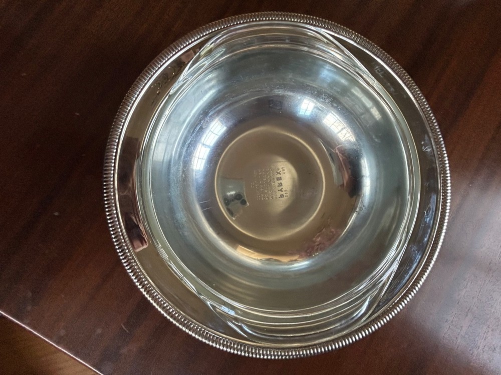 International Silver Vintage Silver Plate Covered Serving Dish with Pyrex Insert