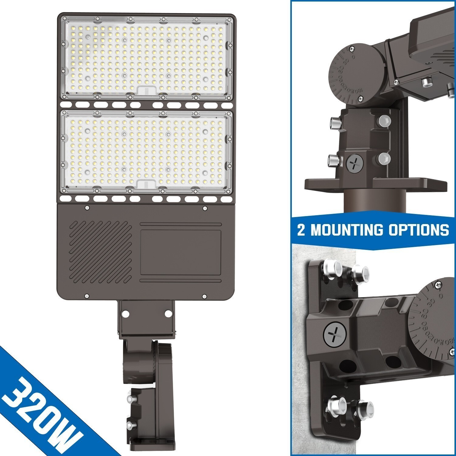 277-480V 44800LM 320W Commercial LED Shoebox Parking Lot Light Fixture Photocell