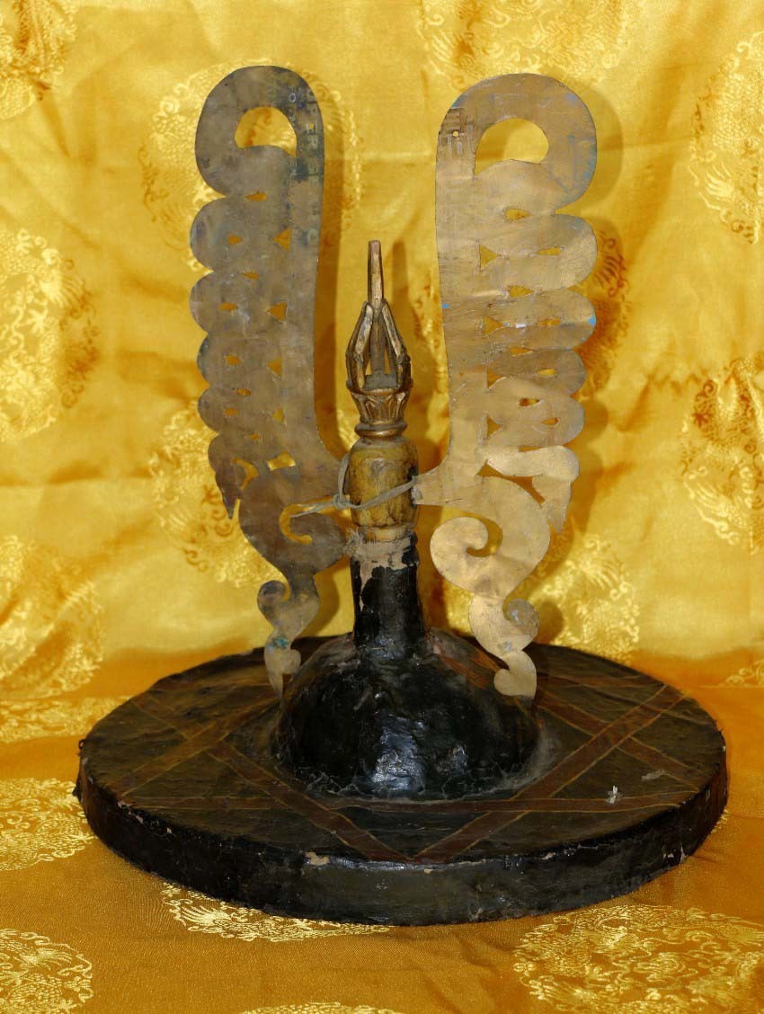 Real Rare Tibet 1800s Old Antique Buddhist Ritual Painted Lama Buddha Crown Hat