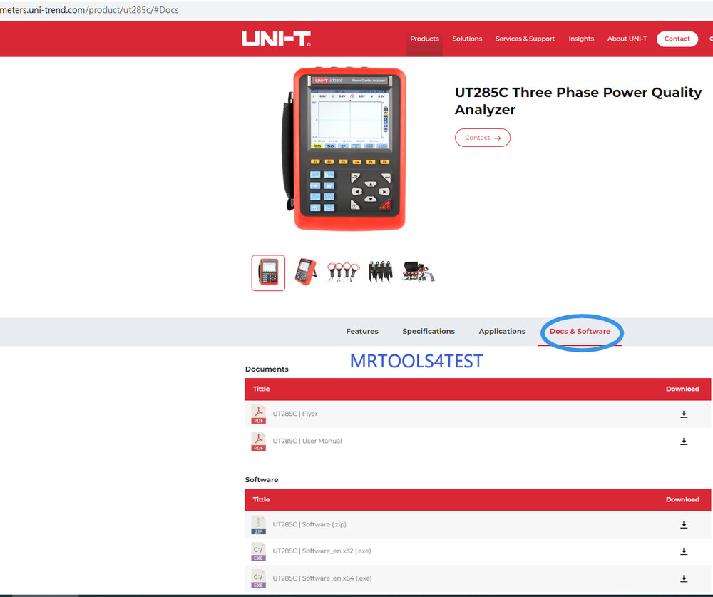 UNI-T UT285C Three Phase Power Quality Analyzer TRMS 1000A Current Clamp THD DPF