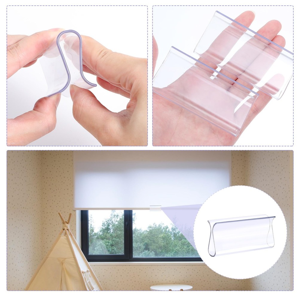 4 Pack Clear Plastic Window Shade Pulls – Transparent Roller Shade Hem Bar Ha...