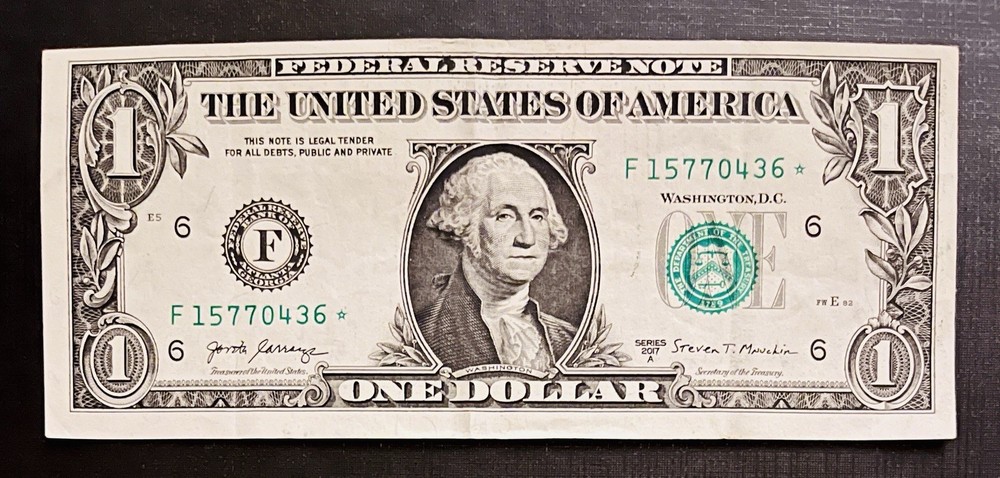2017A $1 Bill Star Note. Duplicate & Alignment Error