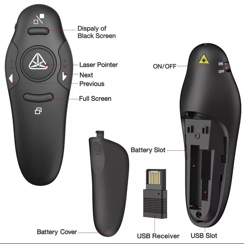 Power point Presentation Remote Wireless USB PPT Presenter Laser PointerClicker