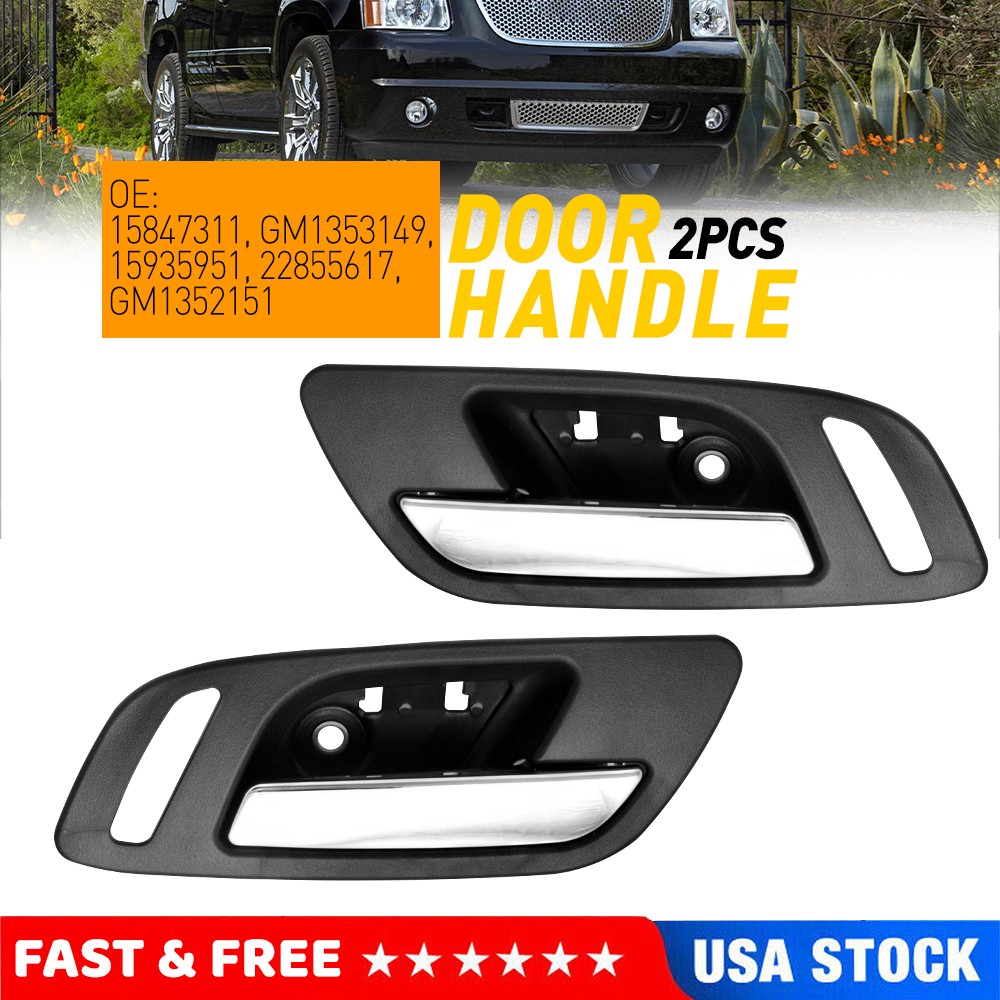 2PCS Front Interior Door Handle & Left Right Side For 2007-2013 Silverado GMC