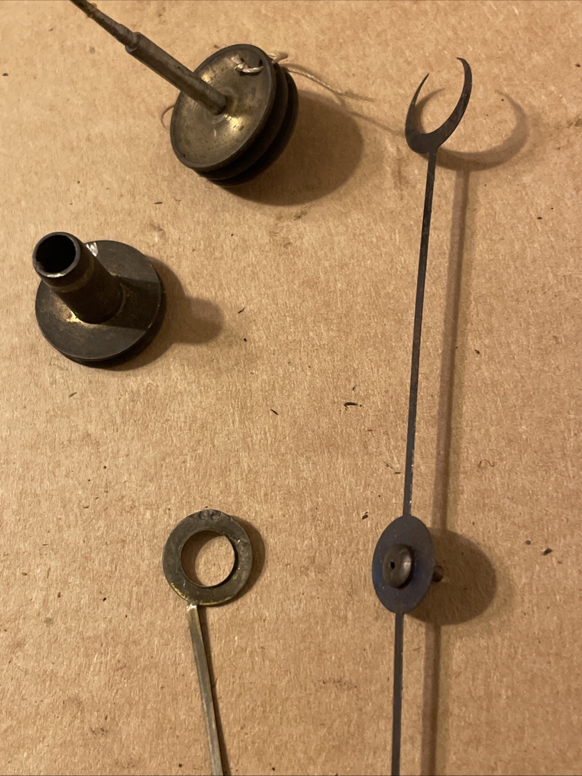 Antique English Barometer Brass Back Plate & Pulley Parts