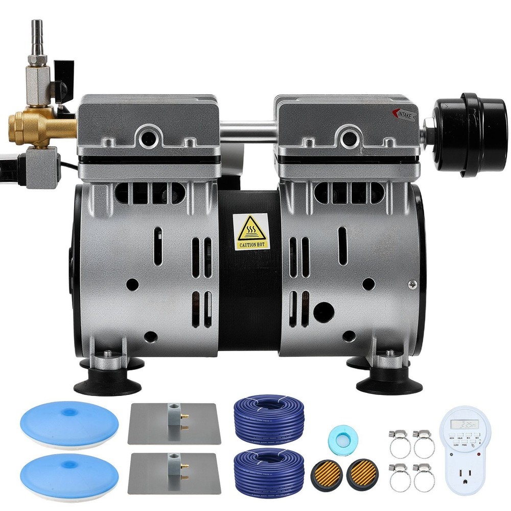 Deep Water Pond Aerator: 5.2CFM, 3/4HP Compressor, 2 Diffusers, 100ft Hoses