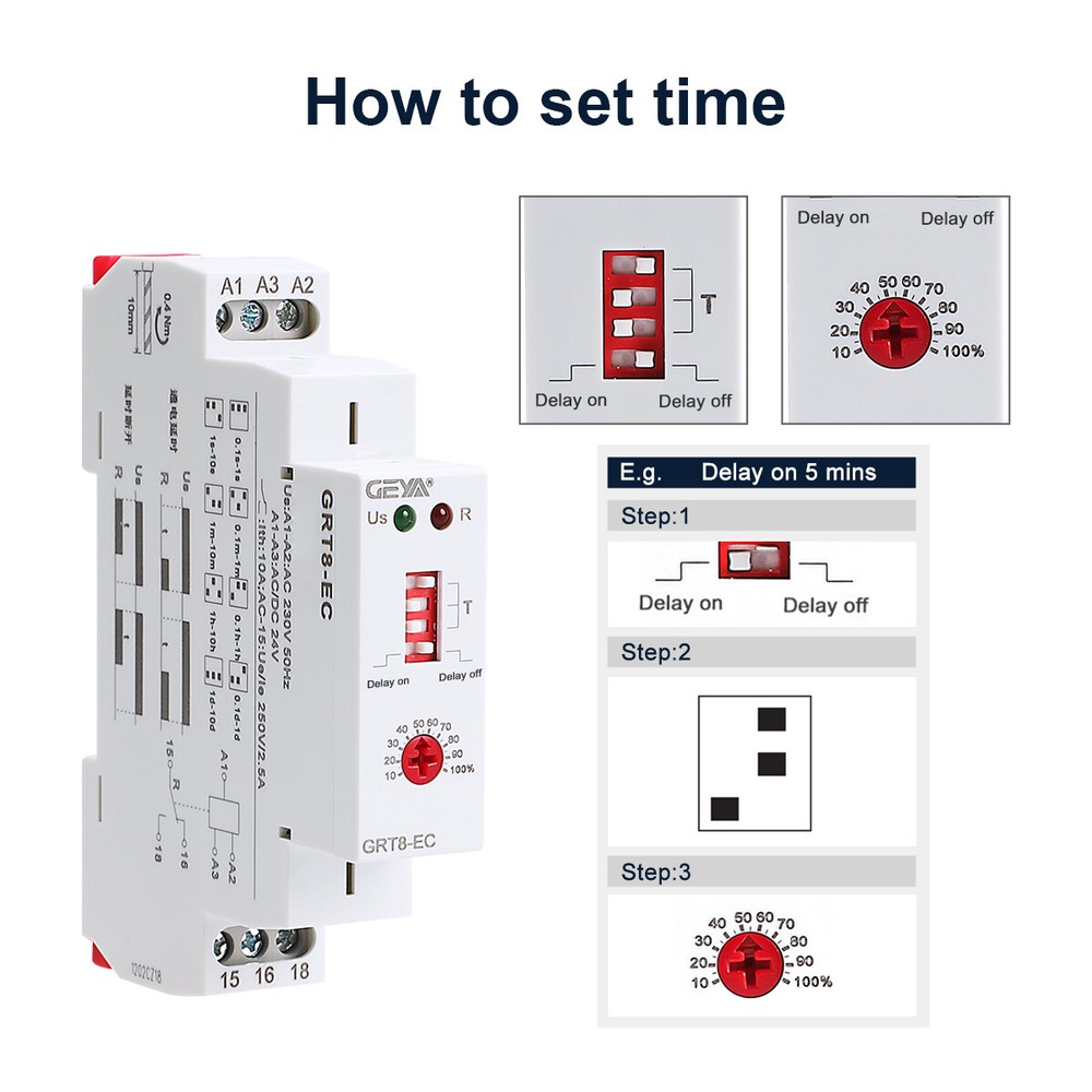 GEYA Off Delay & On Delay Time Delay Relay Timer Cycler Switch DC24V AC230V NEW
