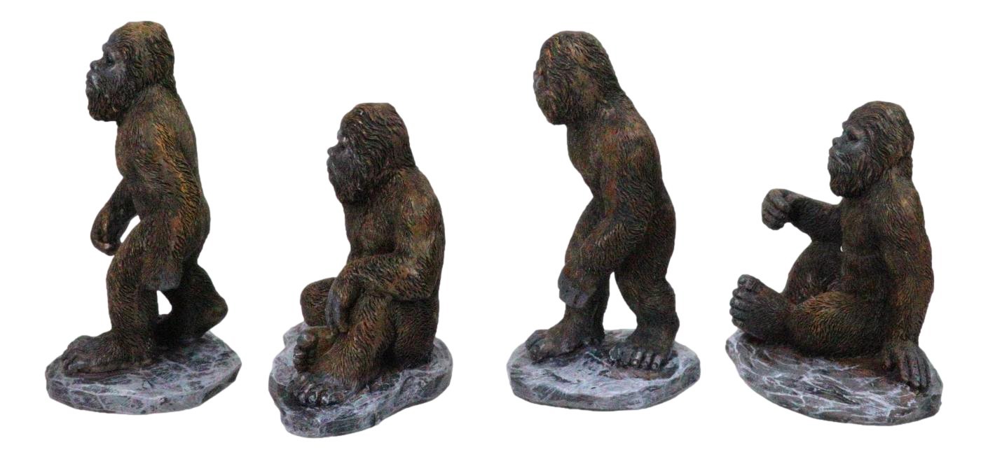 Set of 4 Forest Mythical Creature Sasquatch Big Foot Cryptid Apes Figurines