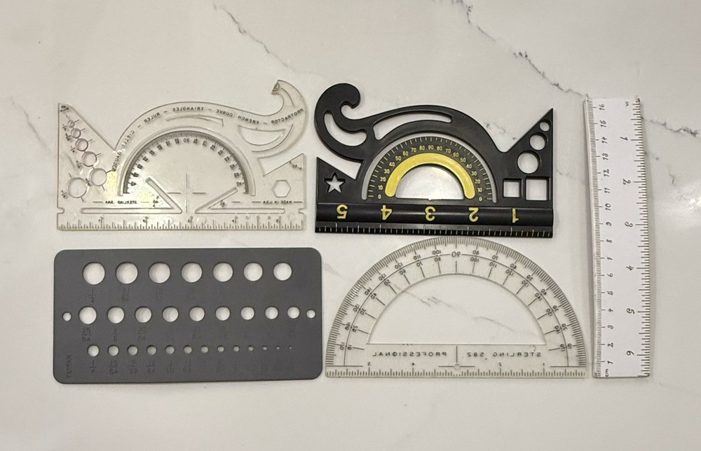 Vintage Scale Master, Protractor, Etc. Engineering, Drafting, Drawing Templates