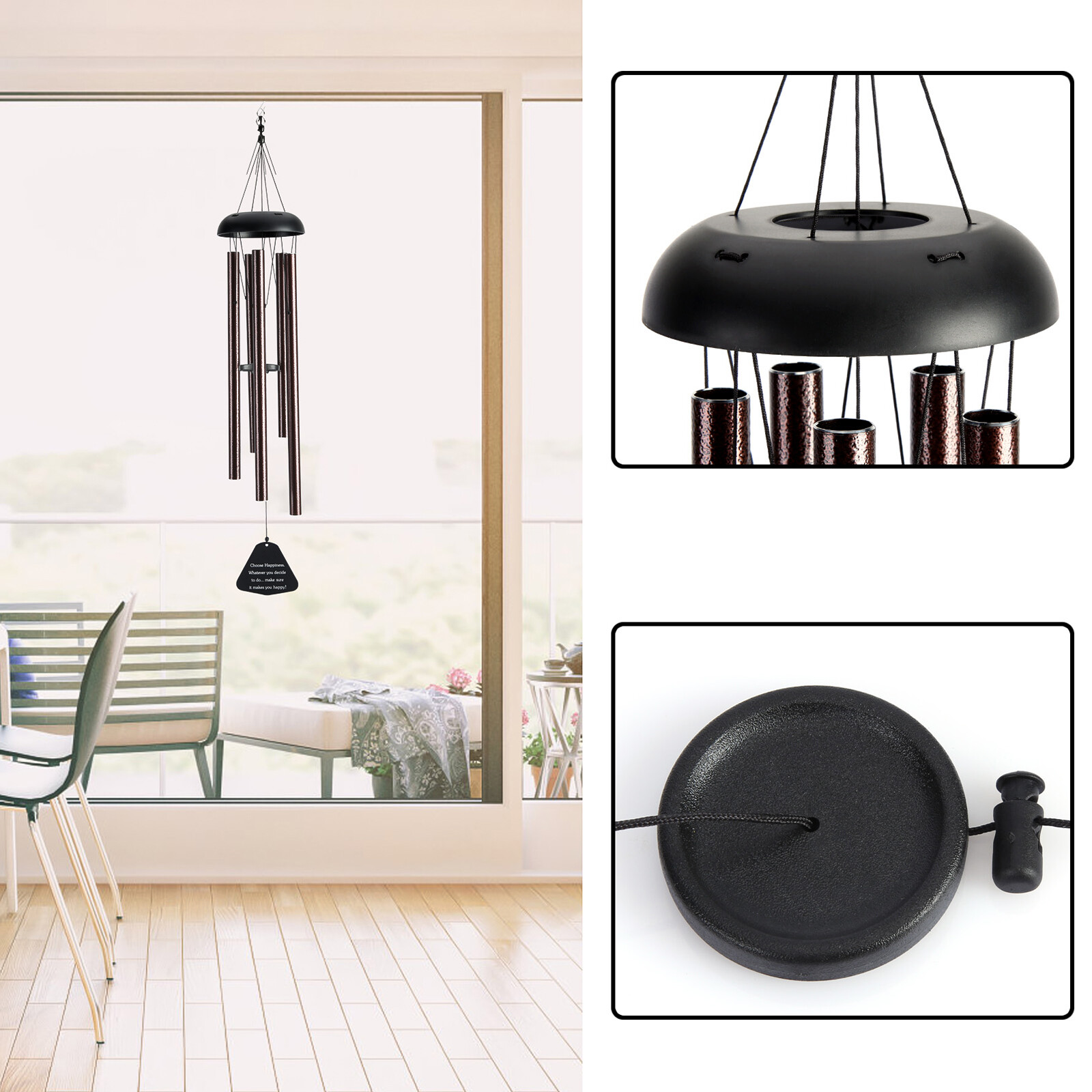 36" Wind Chimes Outdoor Deep Tone Windchime Tuned Garden Decoration Adjustable