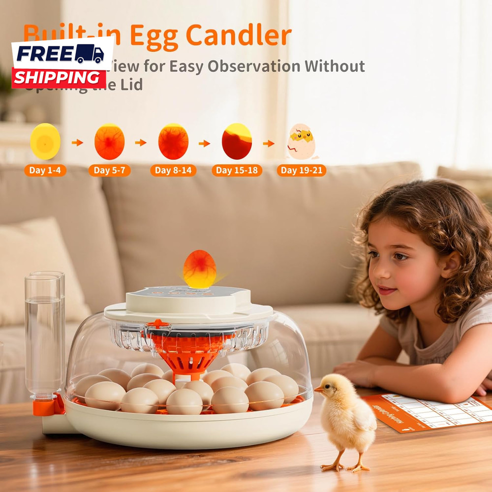 18 Egg Incubator 2 Egg Trays Automatic Egg Turning with Auto Stop Humidity Contr