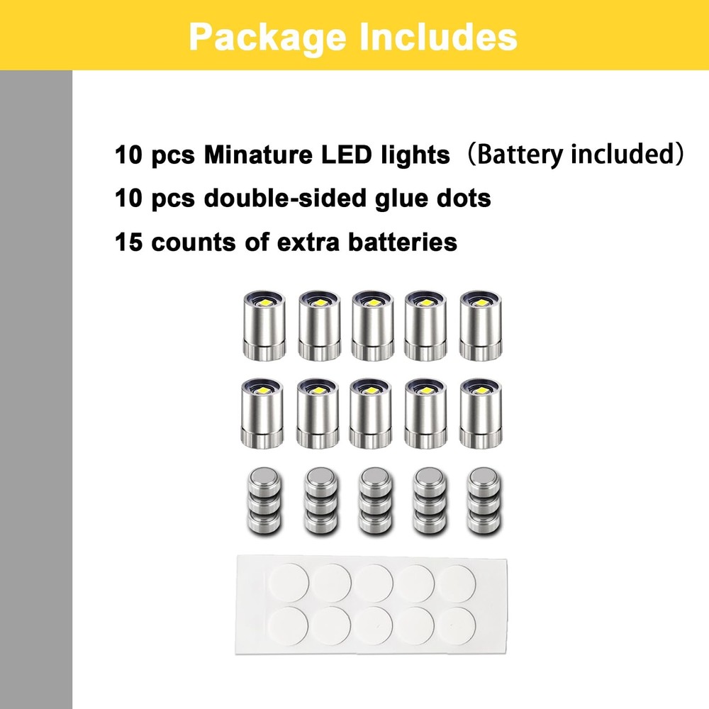 10 Pack Small Spotlight Battery Operated LED Lights, Warm White