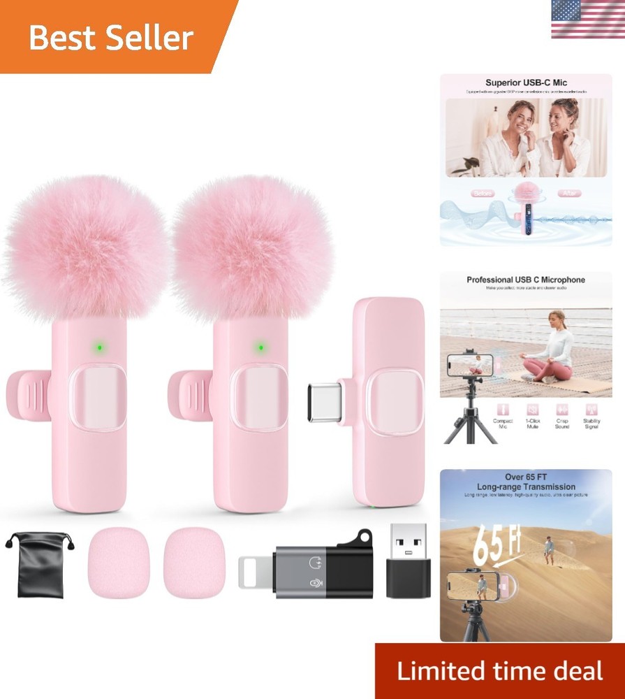 Wireless Lavalier Mic with 12-Hour Battery & 65ft Range - Perfect for Vlogs