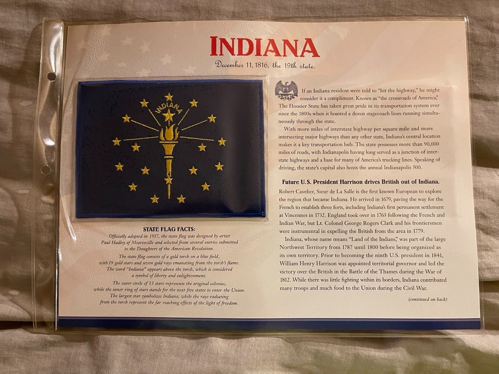 WILLABEE & WARD FLAG PATCH PANE ****INDIANA