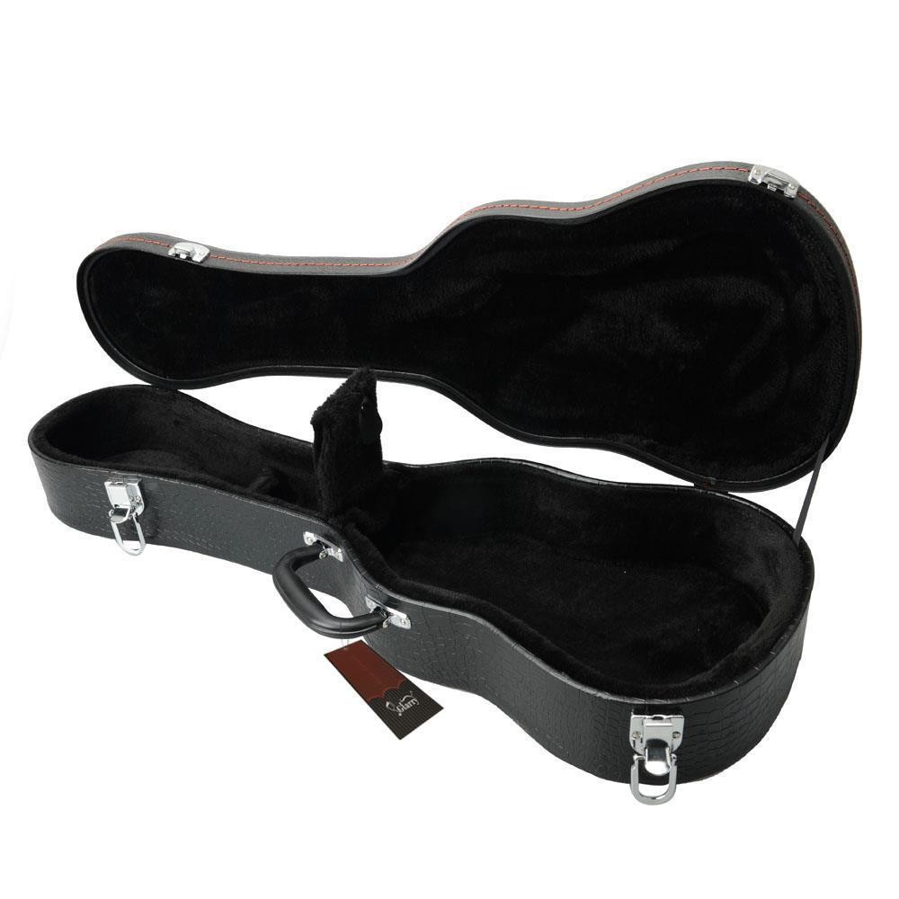 Glarry 26" Tenor Black Protable Leather Hard Shell Ukulele Case