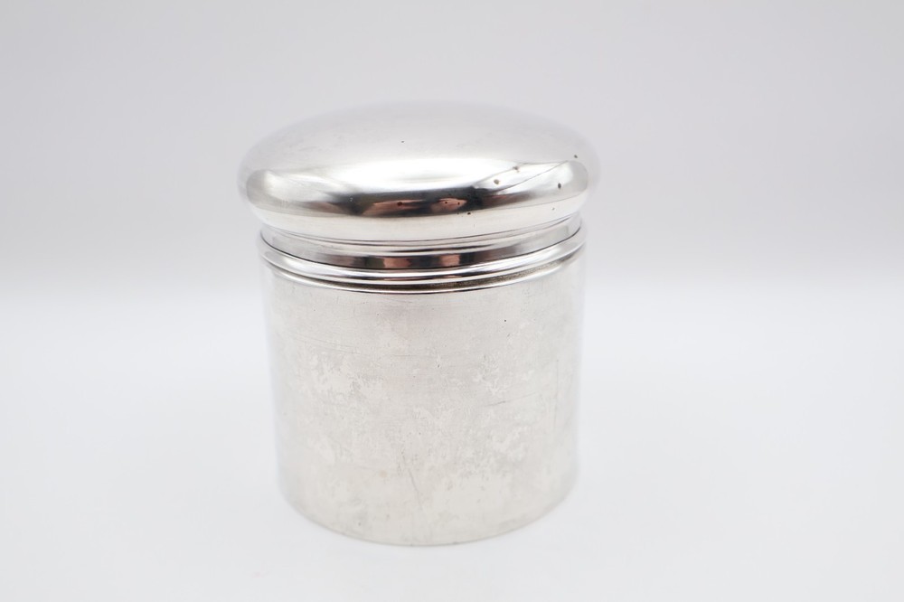 Antique Solid Silver Tea Caddy Jar Hallmarked Chester 1904