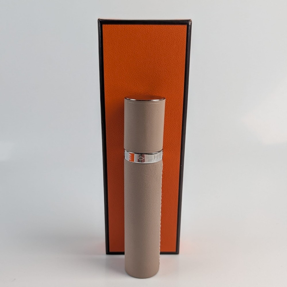 New HERMES Refillable Atomizer Perfume Leather Case Accessory Etoupe Beige
