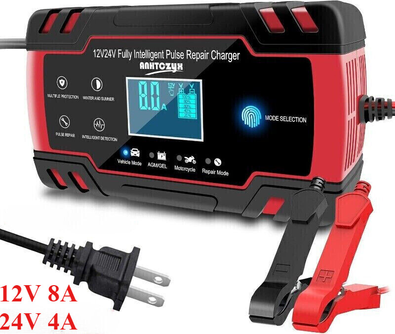 Smart 12V/8A 24V/4A Automatic Battery Charger With Temperature Compensation