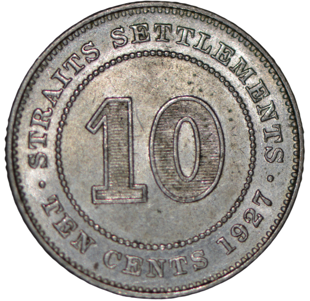 1927 10 Cents Straits Settlements ~ UNC