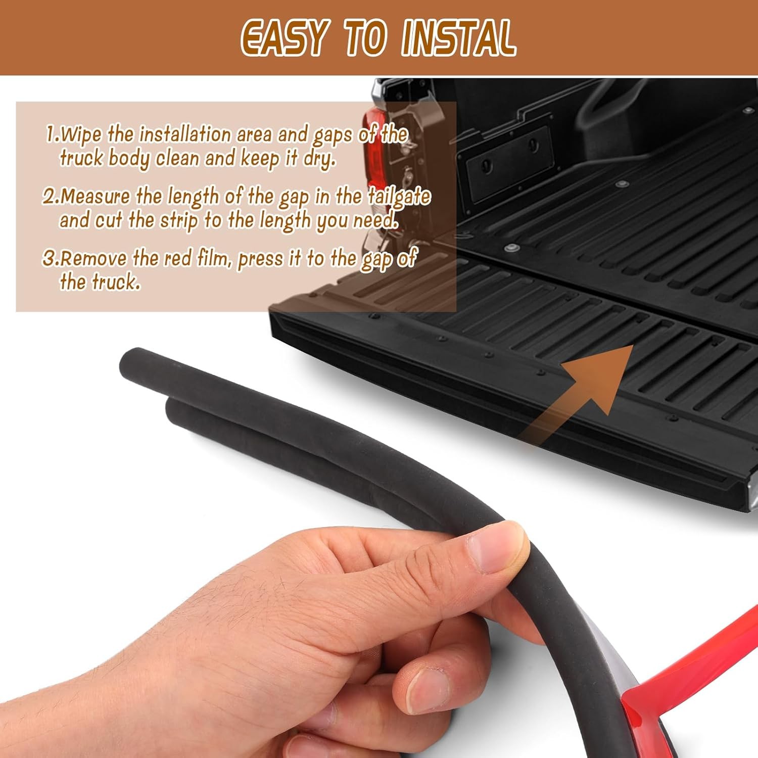 24.6 Ft Tonneau Cover Seal Strip, Universal Truck Bed Tailgate Seal Kit, Adhesiv