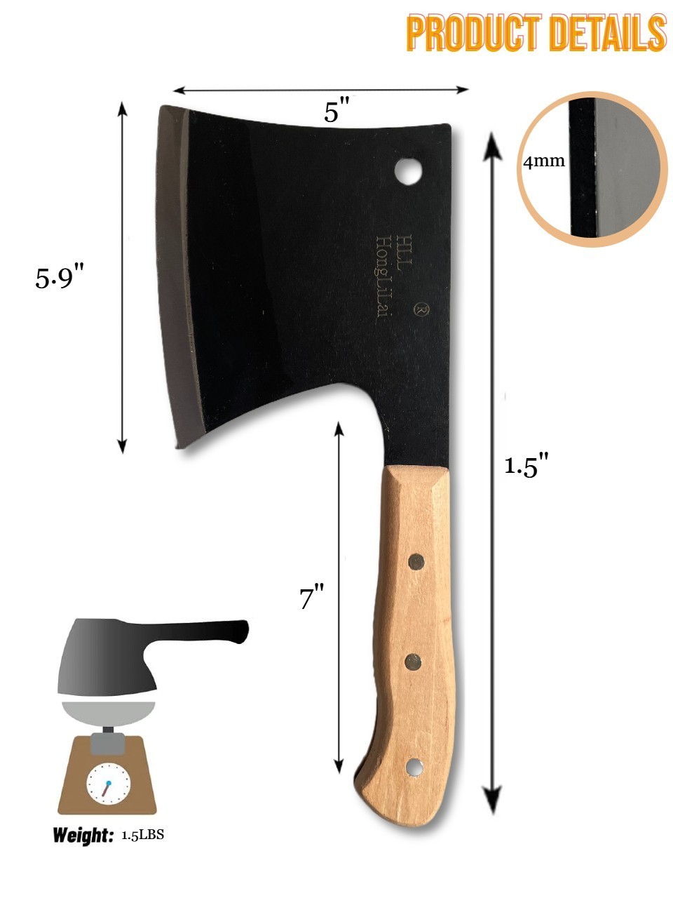 Meat Cleaver Butcher Knife Heavy Duty Bone Chopper Axe for Kitchen 6 '' Bones 🔥
