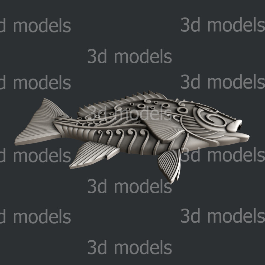 3d STL models for CNC, Artcam, Aspire, fish