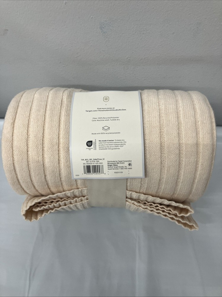 Threshold Cream Throw Studio McGee 50" x 60" Sweater Blanket Polyester