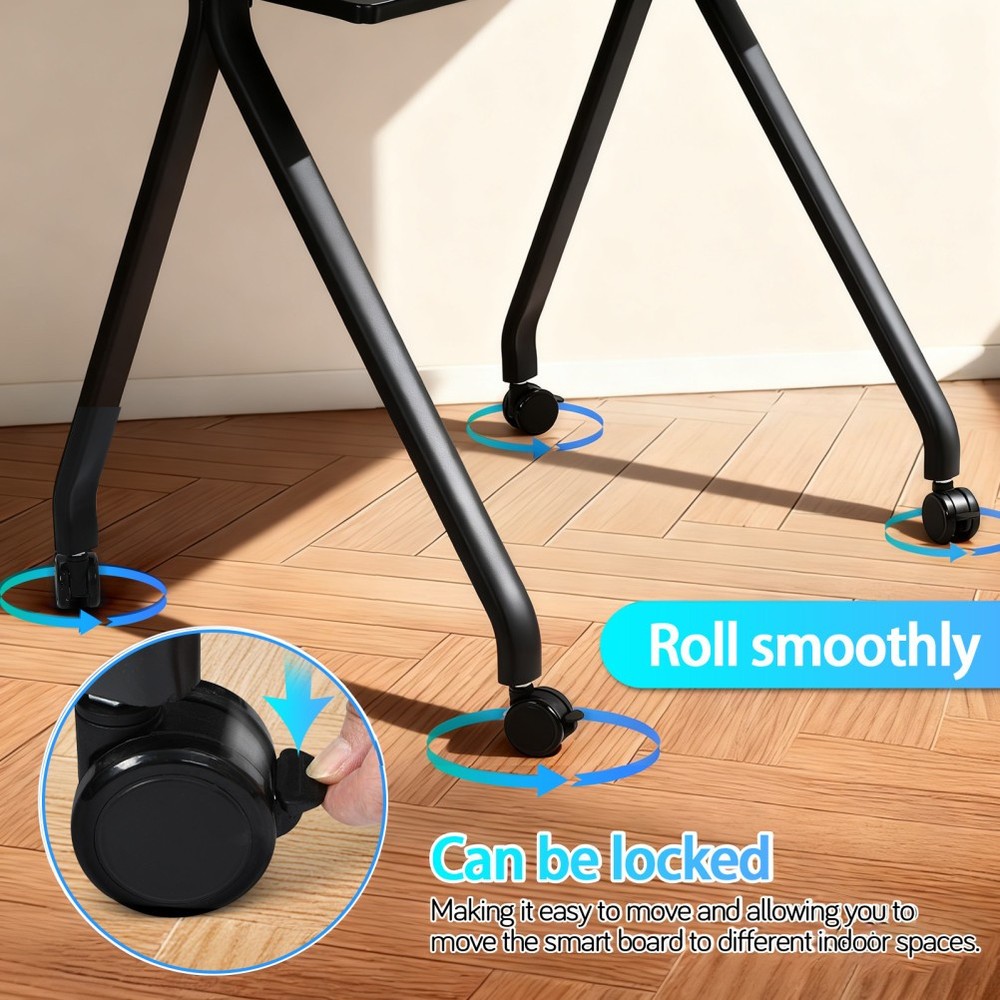 Smart Board Stand for 42"-86"Interactive Whiteboard Mobile Lockable Wheels Black