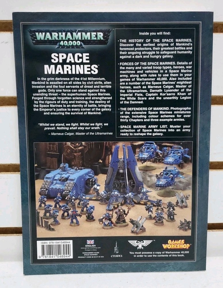 Warhammer 40k Codex: Space Marines (2008 Games Workshop, Softcover) Pre-Owned