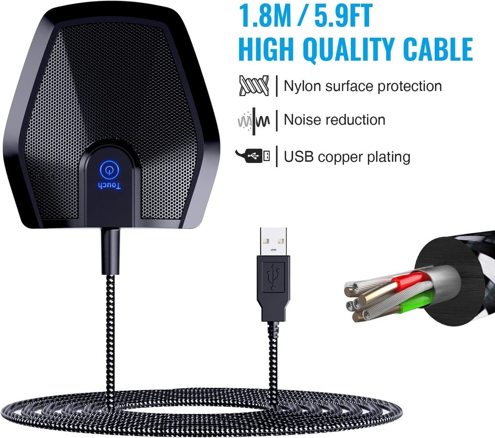 Conference USB Microphone for Computer Plug & Play Compatible w/Mac OS X Windows