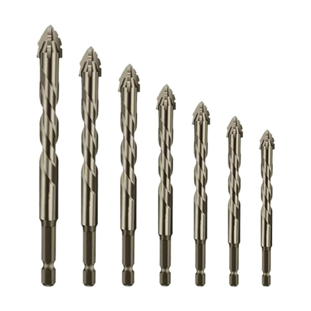 7PCS Four-Flute Sawtooth Eccentric Drill Bit, Multifunction Drill Bit Set 3-12mm