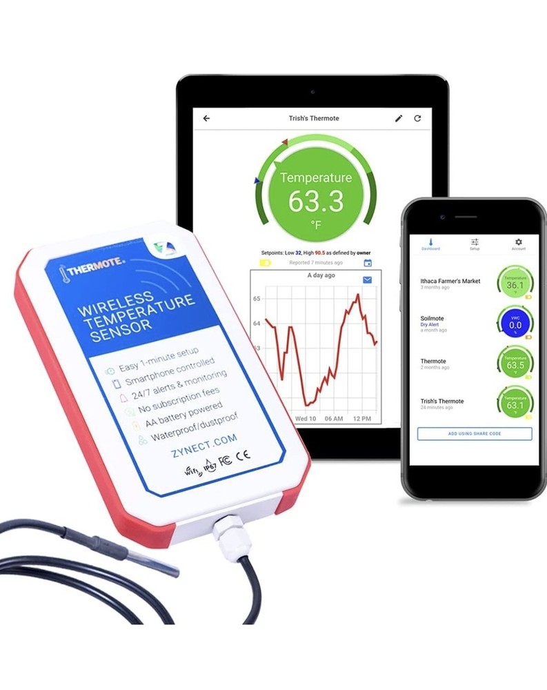 Zynect Thermote Wireless Remote Temperature Sensor WiFi Thermometer Sealed New