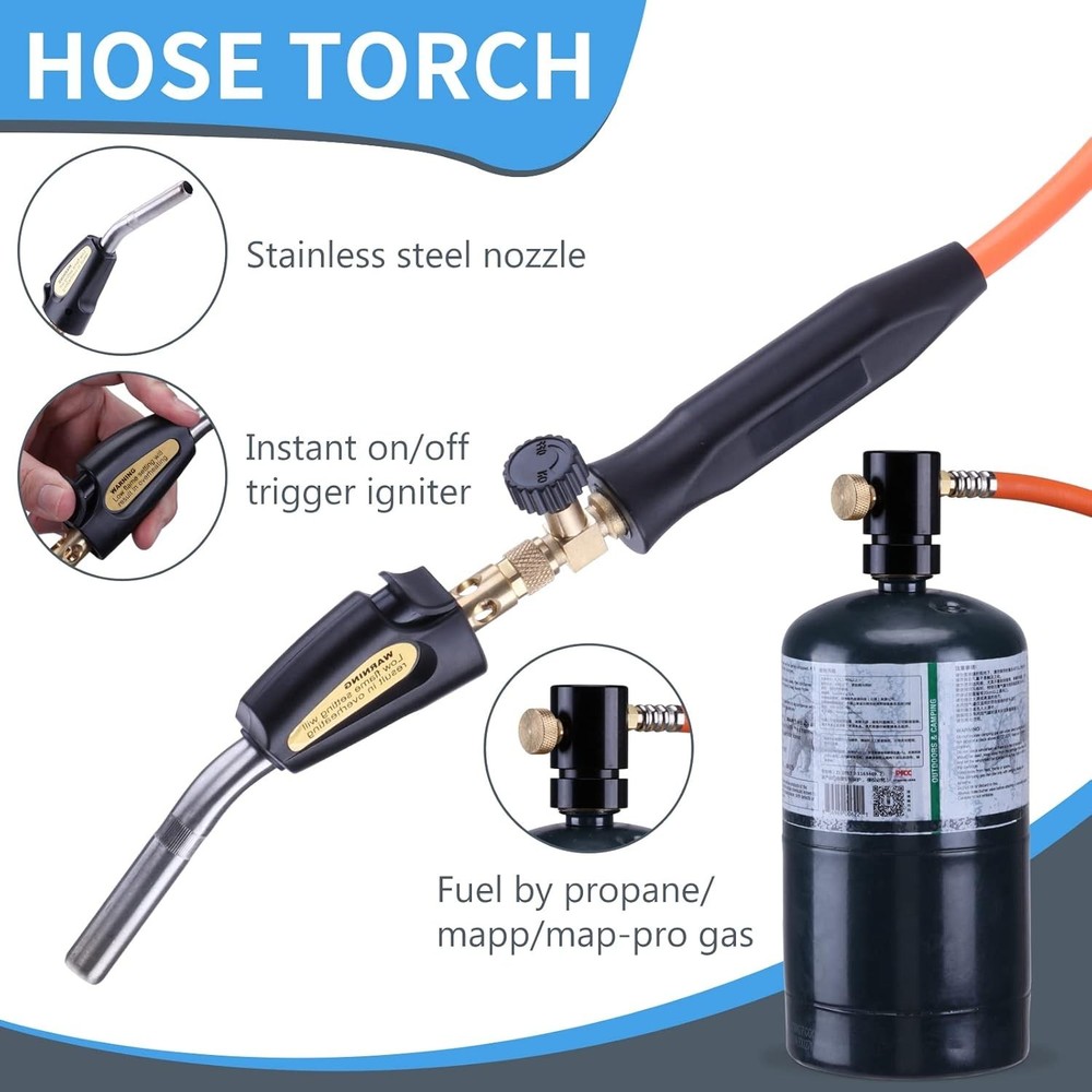 Multi-Purpose Propane Torch Kit (3.6Ft) - Lightweight with Adjustable Heat Knob