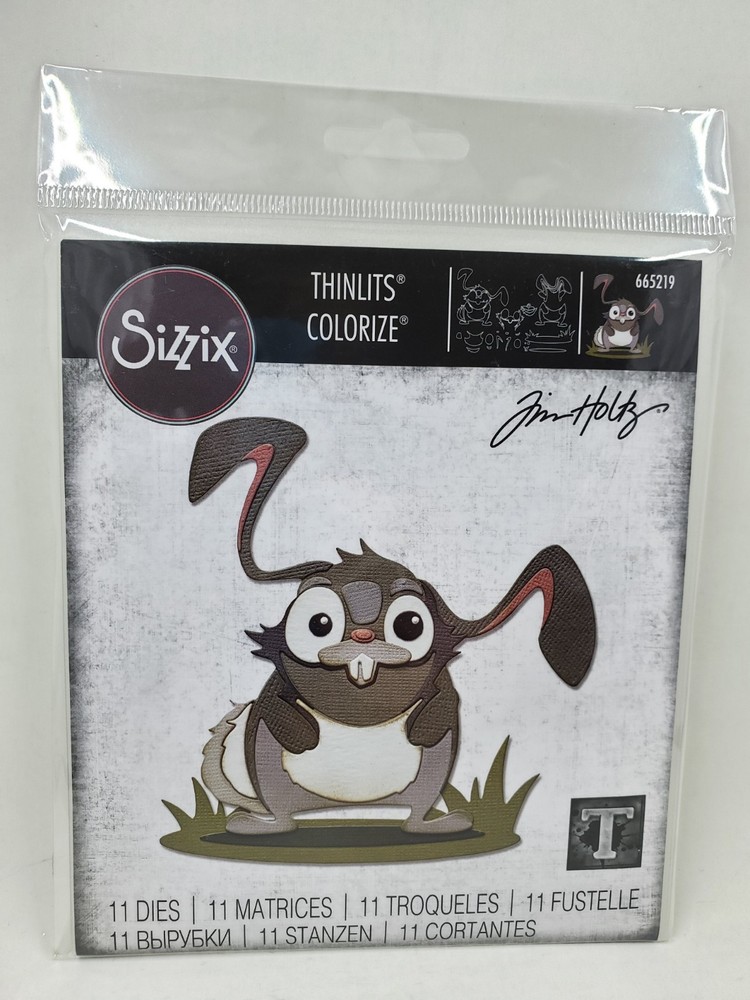 TH2 Sizzix Tim Holtz Thinlits Colorize Oliver Bunny Rabbit Easter 11pc Die Set