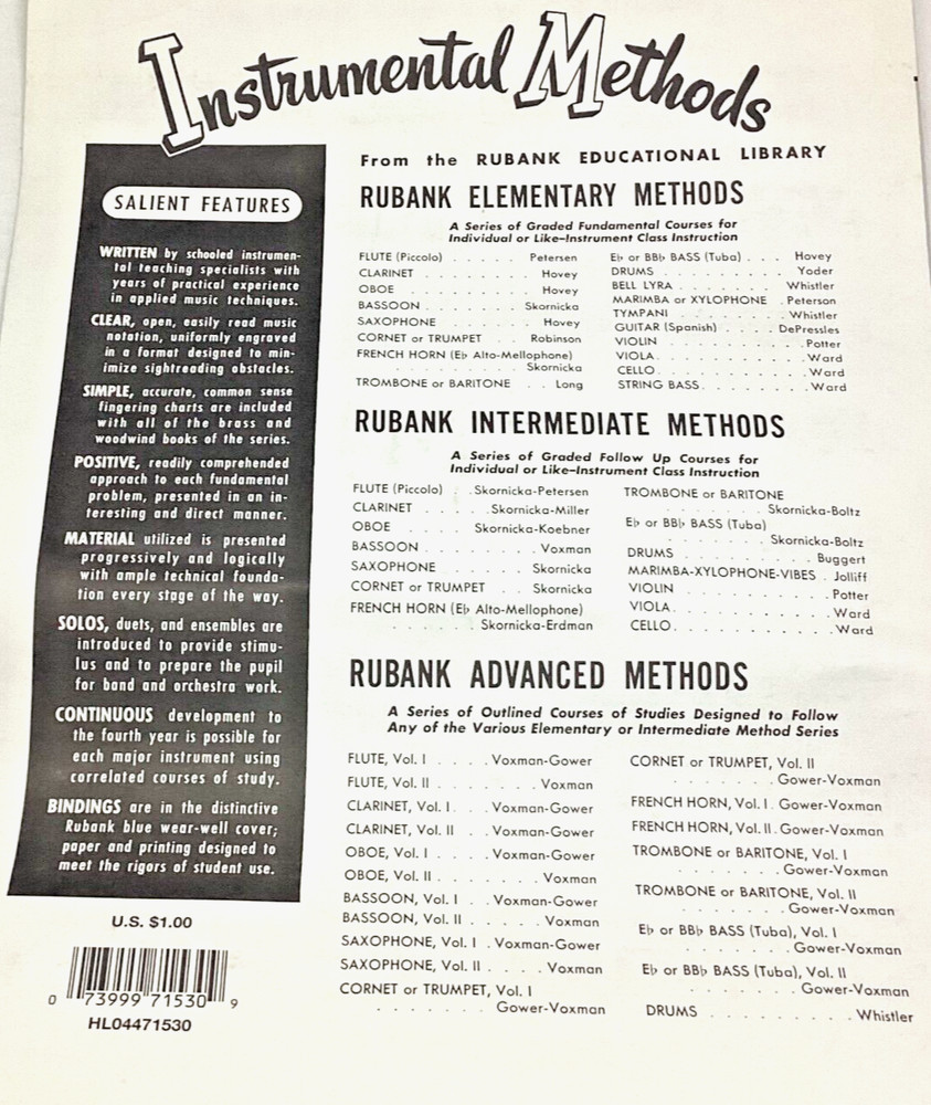Hal Leonard Rubank Instrumental Drum Chart 26 Rudiments
