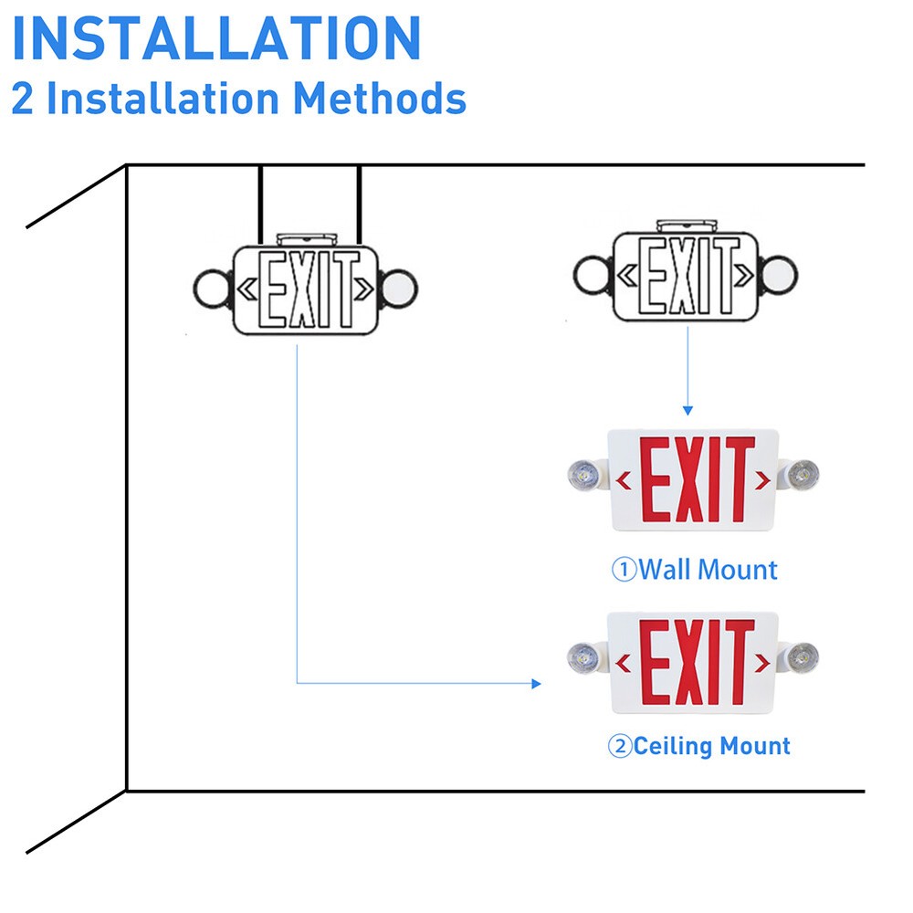 5Pack LED Exit Sign Emergency Light–Hi Output Compact Combo Red Fire UL listed