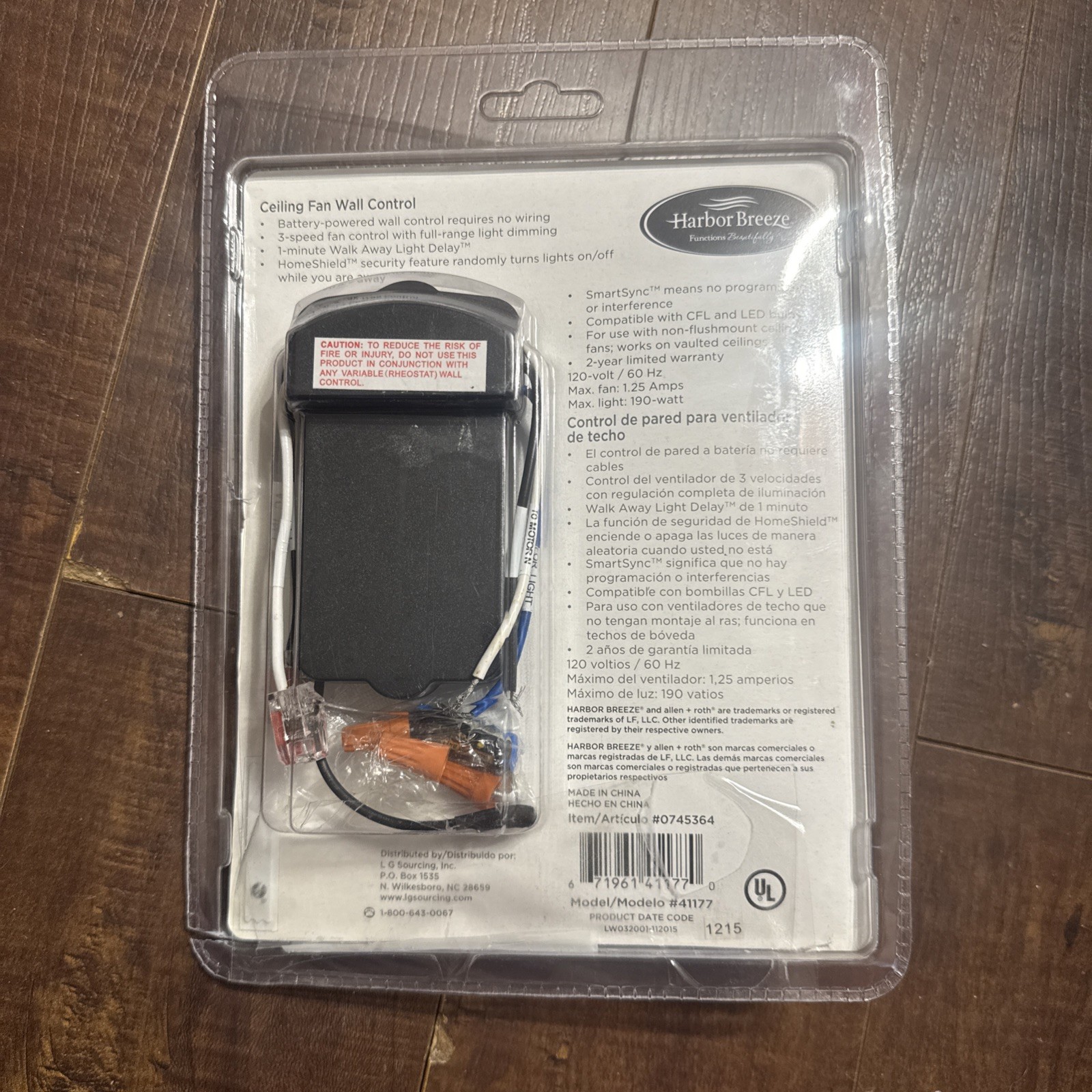 Harbor Breeze 0745364 Wall-Mount Universal 3-Speed Ceiling Fan Control Battery