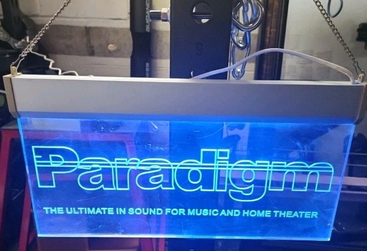 PARADIGM PLEXIGLASS HANGING LIGHT UP SIGN - TESTED