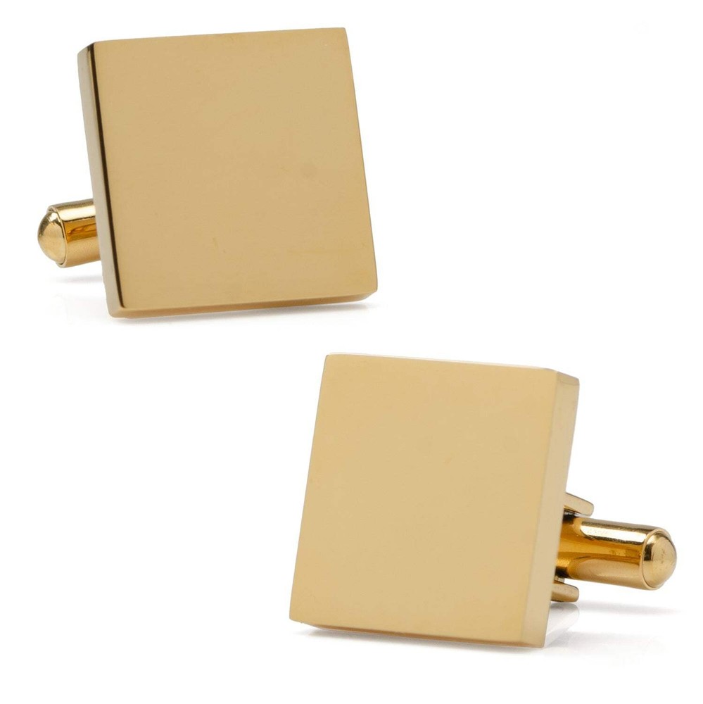 Gold Stainless Engravable Square Cufflinks