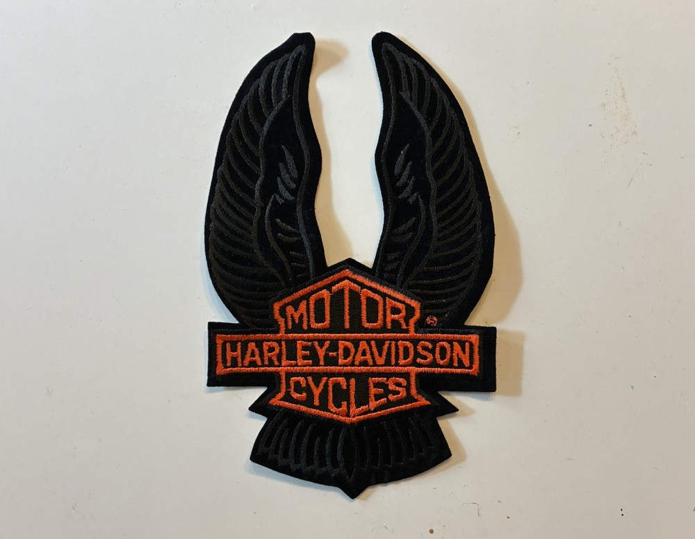 NOS 8 1/4" Harley Davidson Eagle Wings UP Patch Jacket HOG Bar Shield Black OLP
