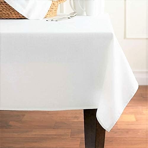 Pomp White 120" Round Premium Polyester Tablecloth - Wrinkle & Stain Resist