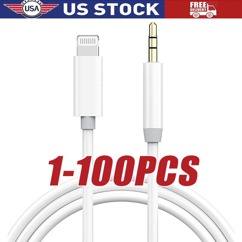 IPhone 7 8 X XR 11 12 13 Pro Max 8 Pin to 3.5mm AUX Audio Car Adapter Cord lot